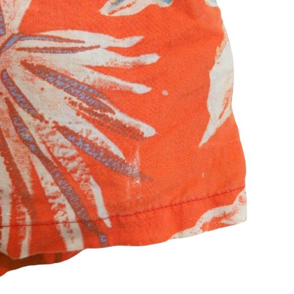 GAP LINEN Shorts Sz S ORANGE Tropical Pull-On Floral Boxy Beach Travel Coastal - Picture 3 of 10